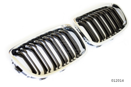 BMW 1 Serie  Nieren Grill Bubbelspaak Nieren  Performance F20 F21 Zwart/Chroom  Bouwjaar Tm 1//2015