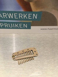 Haarclips, klem voor haarwerk, siliconen rand, kleur  licht bruin