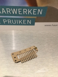 Haarclips, klem voor haarwerk, siliconen rand, kleur  licht bruin