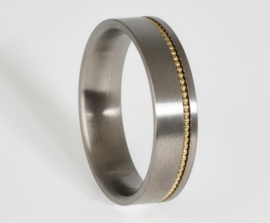 Titanium ring with gold Feniom