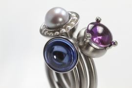 Swivel ring trias groot blauw