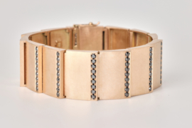 Rosé gouden armband met zwarte diamanten