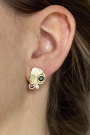 Dripping art oorknopjes met toermalijn