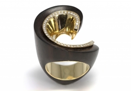 Schreiber gouden ring met hout