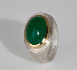 Cleopatra ring met groene agaat