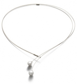 Eva Strepp steel necklace with 2 pearls duo