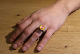 Swivel ring met foto van bloemen