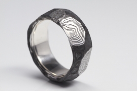 Martin Steinhorst stalen damast facet ring