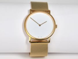 EMKA horloge goudkleur met witte wijzerplaat (36 mm)