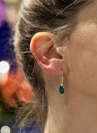 Dripping art oorbellen met groene agaat