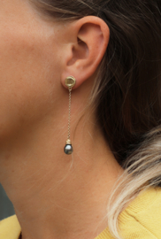 Dripping art oorbellen met Tahiti parels