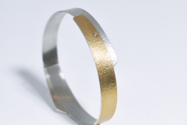 Manu Schmuck armband zilver/goud overslag (smal) 