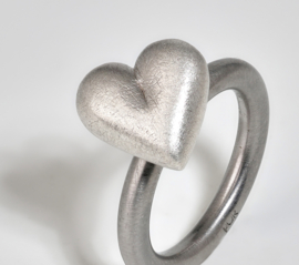 Swivel ring met zilveren hart