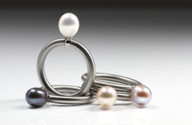 Swivel ring met kleine parel Tropf