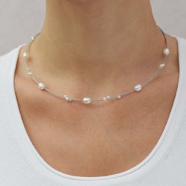 Eva Strepp Kette mit Weißen Perlen Stahl
