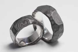 Martin Steinhorst stalen damast facet ring