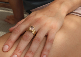Dripping art ring met roze toermalijn
