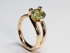 Roségouden solitaire ring met chrysoberyl