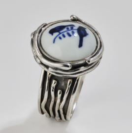 Hollands glorie zilveren ring met vogels