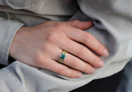 Geelgouden ring met groene toermalijn met gold beryl