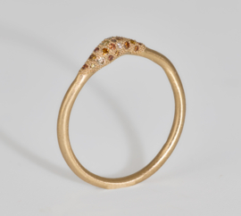 Dripping art panter ring met cognac kleur diamanten (mini)