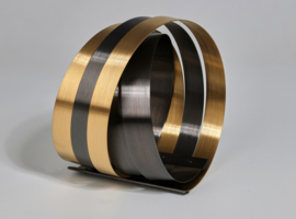 Zilveren klap armband (zwart/goud kleur)