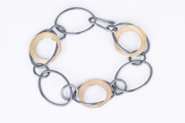 Manu Schmuck armband zwart zilver/goud ringen model