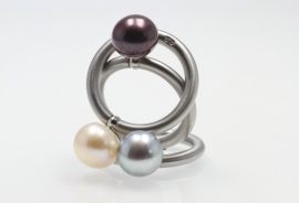 Swivel ring bouton met parel