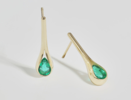 Druppel oorbellen met smaragd