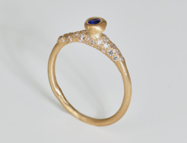 Dripping art ring met saffier en diamant (mini)