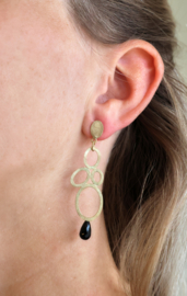 Open ovalen oorbellen met onix