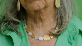 Deco Echo "pebbels" ketting zilver verguld