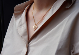 Meander hart hanger rood/geelgoud