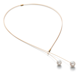 Eva Strepp steel plated necklace with 2 pearls duo