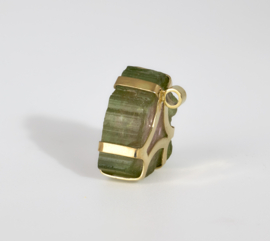 Meloen toermalijn hanger groen/roze