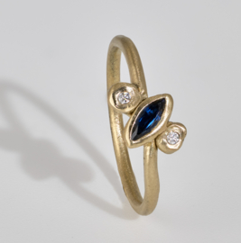 Dripping art met saffier en diamant  (mini)