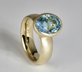 Geelgouden Aquamarijn Ring