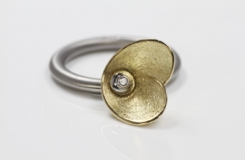 Swivel ring bloem met diamant goud