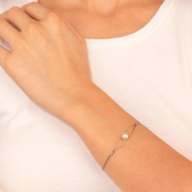 Eva Strepp stalen armband met 1 parel