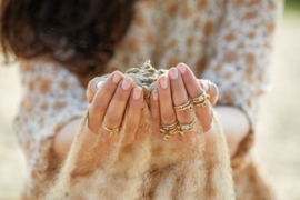 Dripping art rosegouden ring met rodoliet en diamant