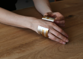 Zilveren klap armband (wit/goud kleur)