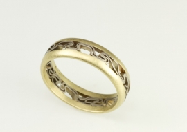 Meander ring klein bicolor goud