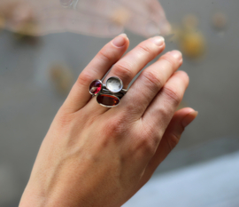 Swivel ring pictogram  met zilveren bloem