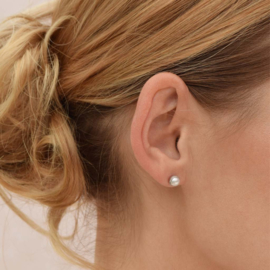 Eva Strepp zilveren parel oorknopjes