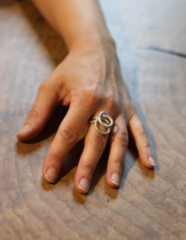 Tezer zilveren dubbele krul ring