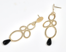 Open ovalen oorbellen met onix