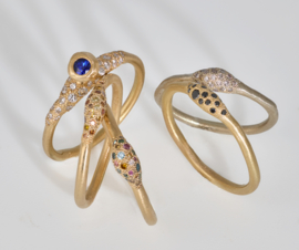 Drpipping art panter ring met kleur diamanten (mini)