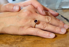Dripping art rosegolden ring mit Rodoliet und Diamant