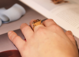 Toermalijn ring met baguette diamanten