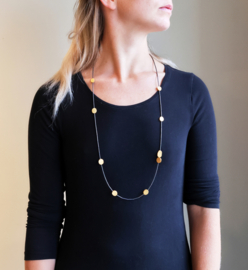 Deco Echo zilveren/zwart collier met goudverguld -90 cm